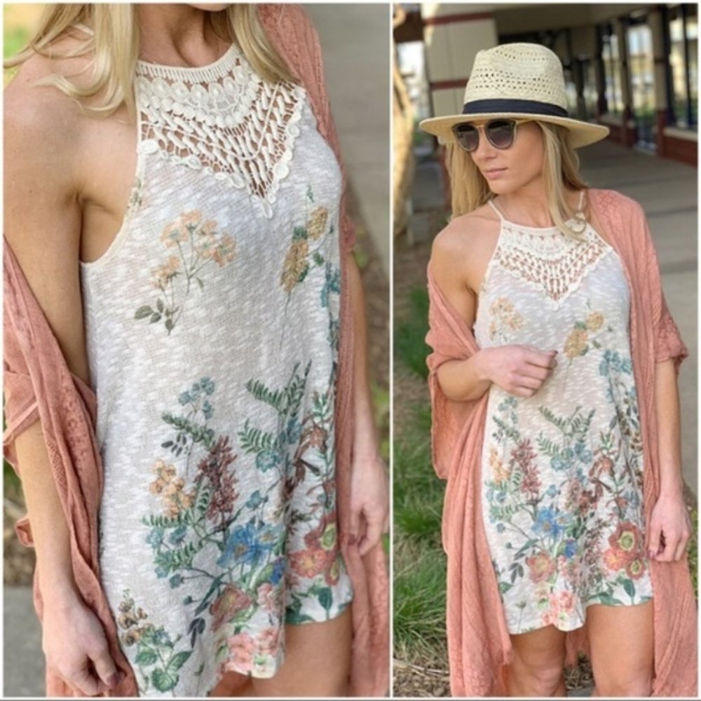 So Sweet Crochet Dress-Taupe
